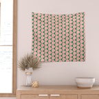 Mod Scales Geometric Pattern in Blush Pink and Green Wall Tapestry Gallery Image 2