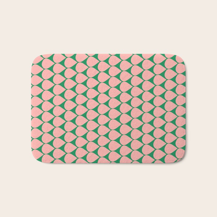 Mod Scales Geometric Pattern in Blush Pink and Green Bath Mat Gallery Image 1