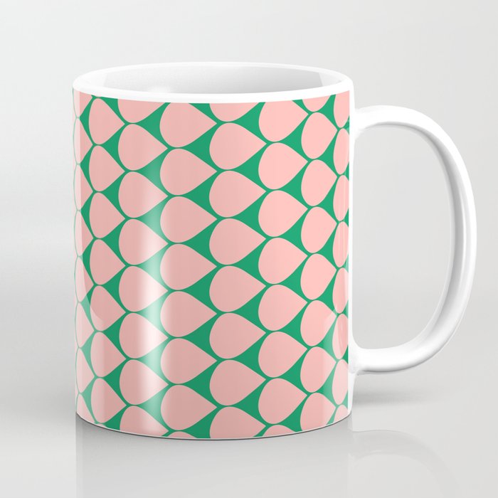Mod Scales Geometric Pattern in Blush Pink and Green Coffee Mug Gallery Image 1