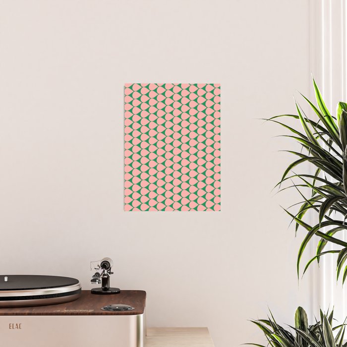 Mod Scales Geometric Pattern in Blush Pink and Green Poster Gallery Image 2