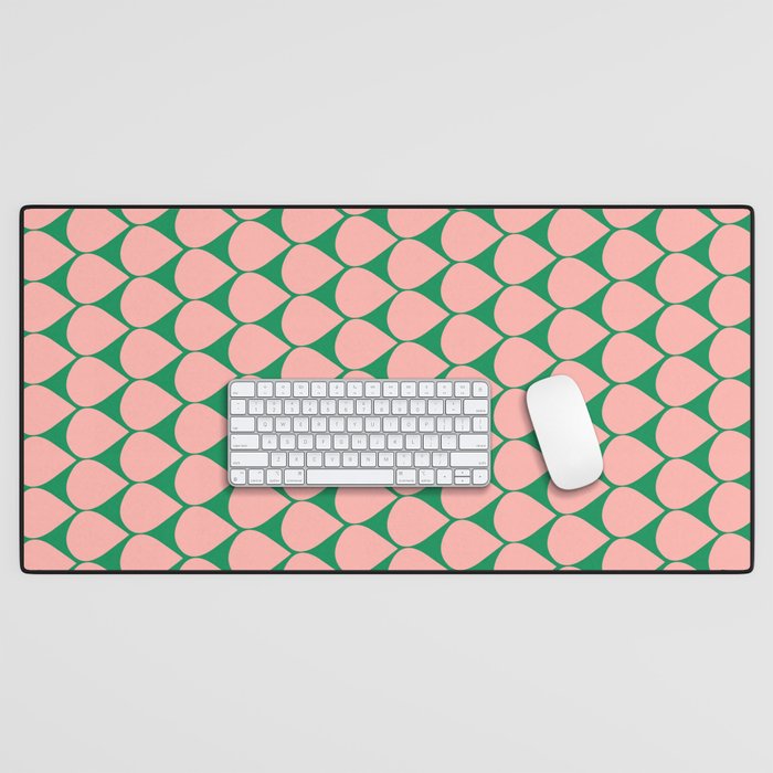 Mod Scales Geometric Pattern in Blush Pink and Green Desk Mat Gallery Image 1