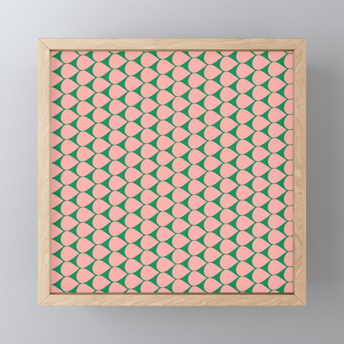 Mod Scales Geometric Pattern in Blush Pink and Green Mini Art Print Gallery Image 1