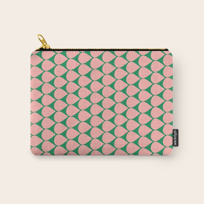 Mod Scales Geometric Pattern in Blush Pink and Green Carry All Pouch Gallery Image 1