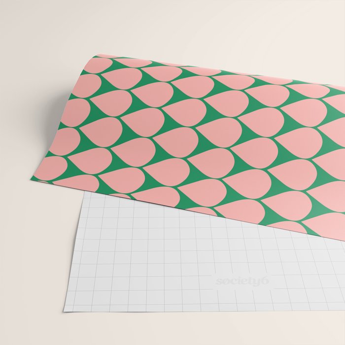 Mod Scales Geometric Pattern in Blush Pink and Green Wrapping Paper Gallery Image 2