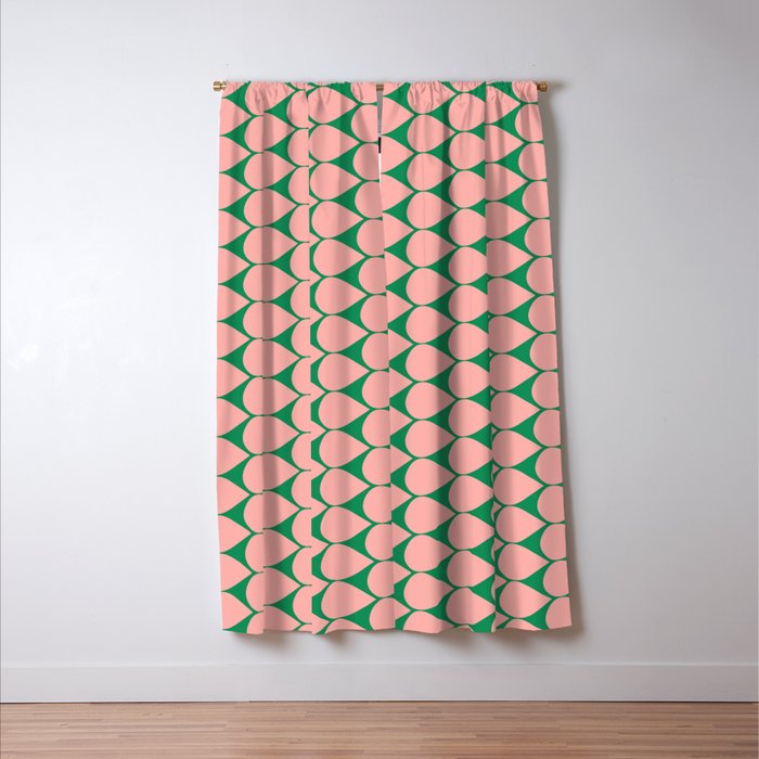 Mod Scales Geometric Pattern in Blush Pink and Green Window Curtain Gallery Image 3