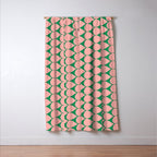 Mod Scales Geometric Pattern in Blush Pink and Green Window Curtain Gallery Image 3