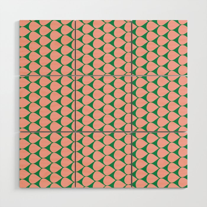 Mod Scales Geometric Pattern in Blush Pink and Green Wood Wall Art Gallery Image 1