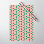 Mod Scales Geometric Pattern in Blush Pink and Green Wrapping Paper Gallery Image 1