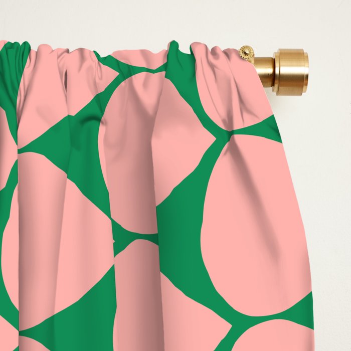 Mod Scales Geometric Pattern in Blush Pink and Green Window Curtain Gallery Image 2