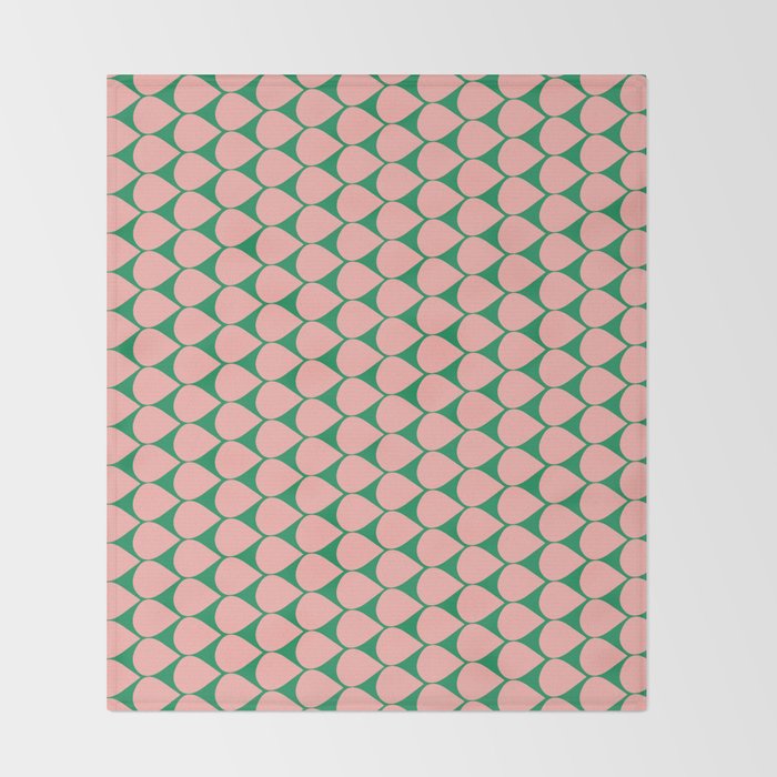 Mod Scales Geometric Pattern in Blush Pink and Green Throw Blanket Gallery Image 2