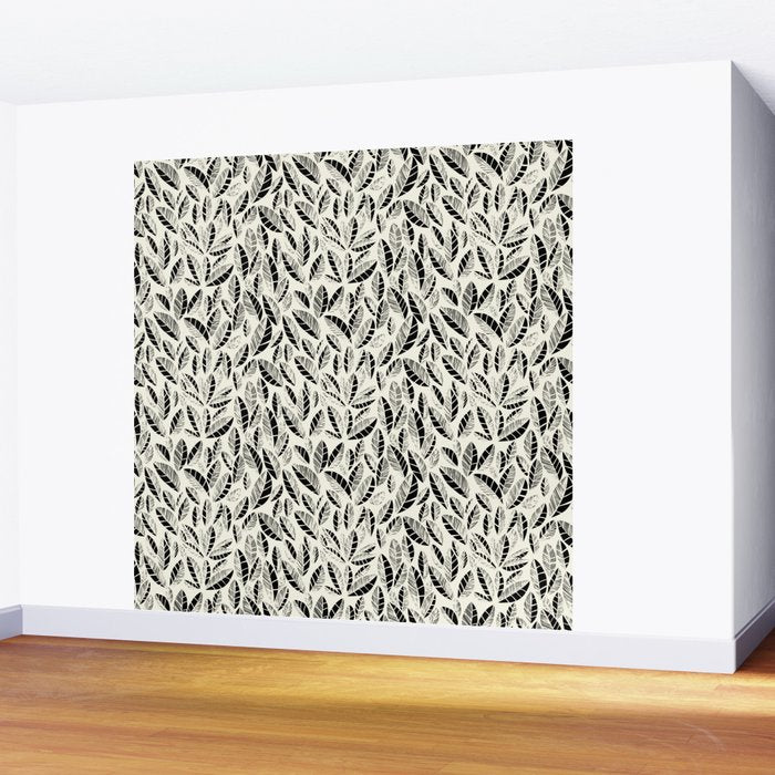 Wildlife Safari Laeves black ´n white Wall Mural Gallery Image 2