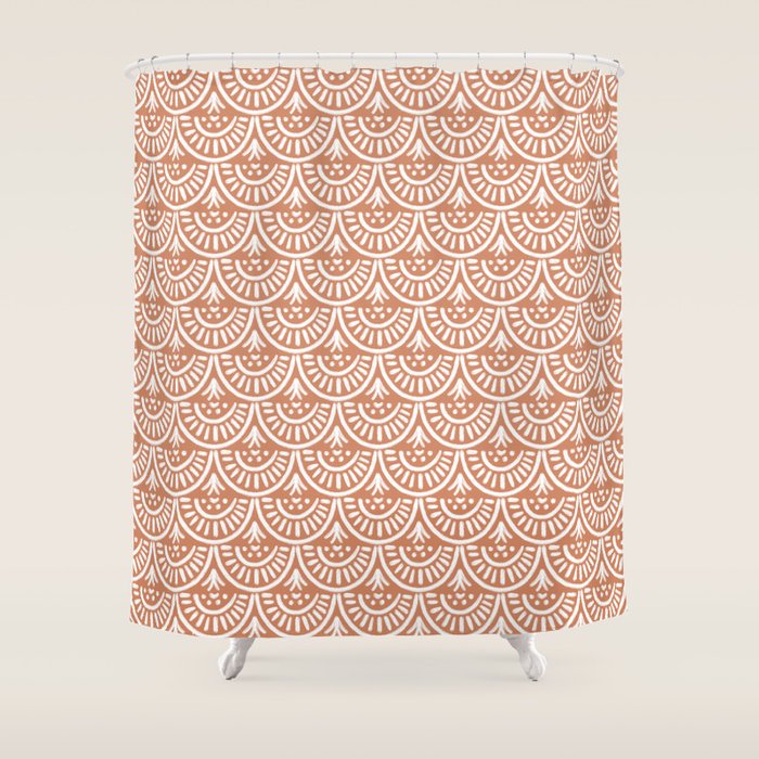Coastl Palm . Terra Cotta Shower Curtain Gallery Image 1