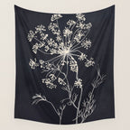 Minimalist Wild Plant 7 Black And White Wall Tapestry Gallery Image 4