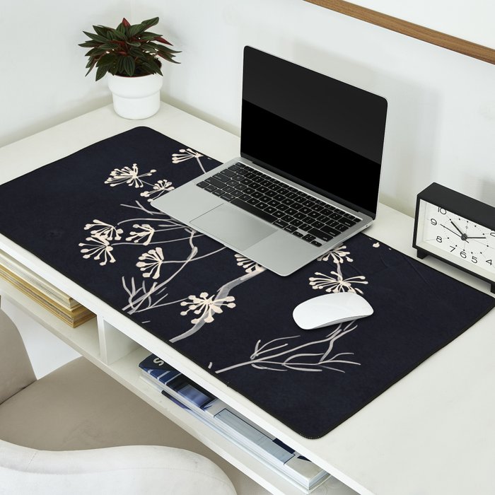 Minimalist Wild Plant 7 Black And White Desk Mat Gallery Image 2