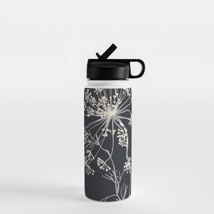 Minimalist Wild Plant 7 Black And White Water Bottle Gallery Image 1