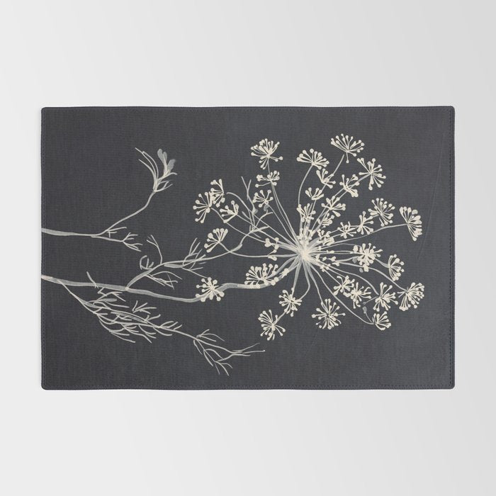 Minimalist Wild Plant 7 Black And White Rug Gallery Image 2