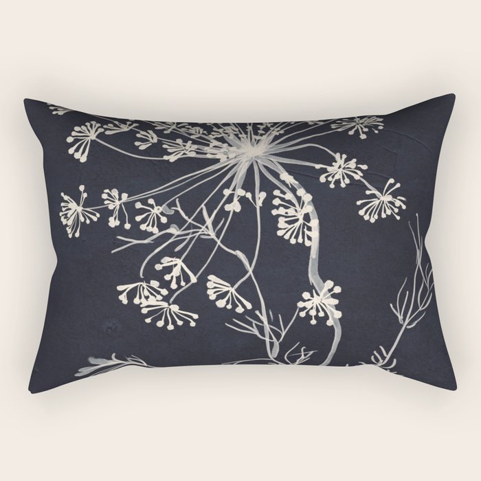 Minimalist Wild Plant 7 Black And White Rectangular Pillow Gallery Image 2