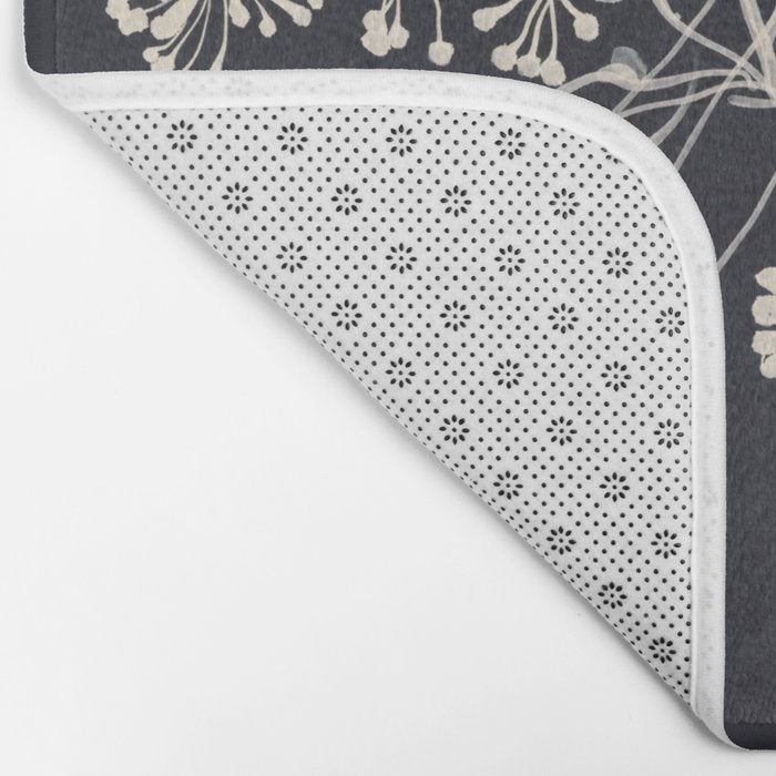 Minimalist Wild Plant 7 Black And White Bath Mat Gallery Image 2