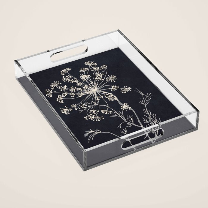 Minimalist Wild Plant 7 Black And White Acrylic Tray Gallery Image 1