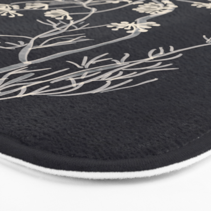 Minimalist Wild Plant 7 Black And White Bath Mat Gallery Image 3
