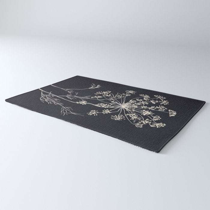 Minimalist Wild Plant 7 Black And White Rug Gallery Image 3