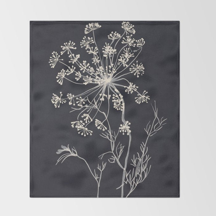 Minimalist Wild Plant 7 Black And White Throw Blanket Gallery Image 2