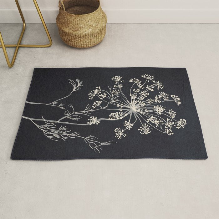 Minimalist Wild Plant 7 Black And White Rug Gallery Image 1