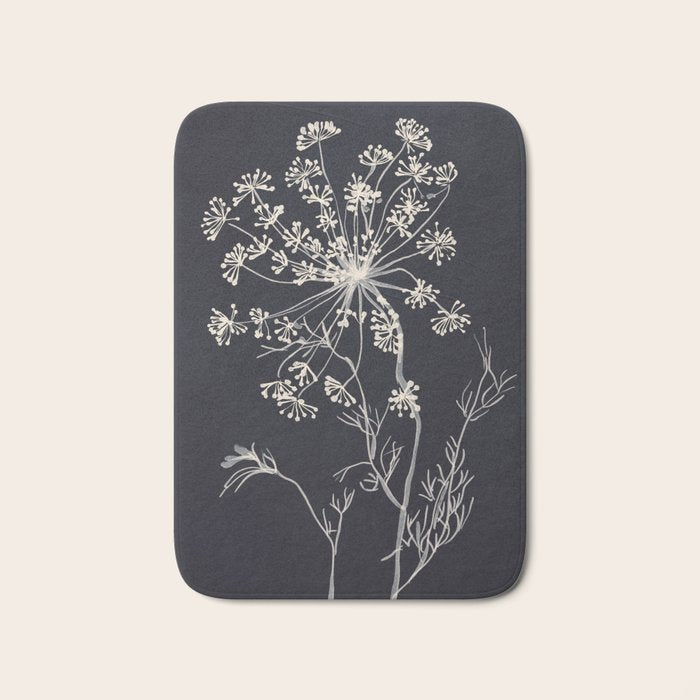 Minimalist Wild Plant 7 Black And White Bath Mat Gallery Image 1