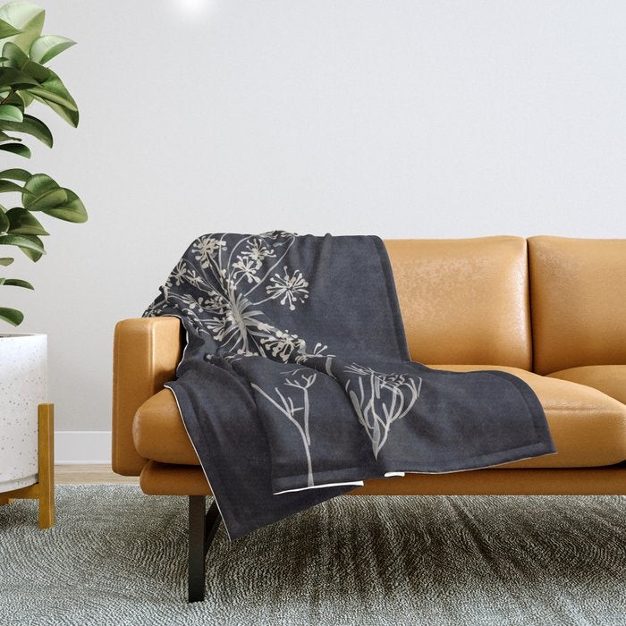 Minimalist Wild Plant 7 Black And White Throw Blanket Gallery Image 1