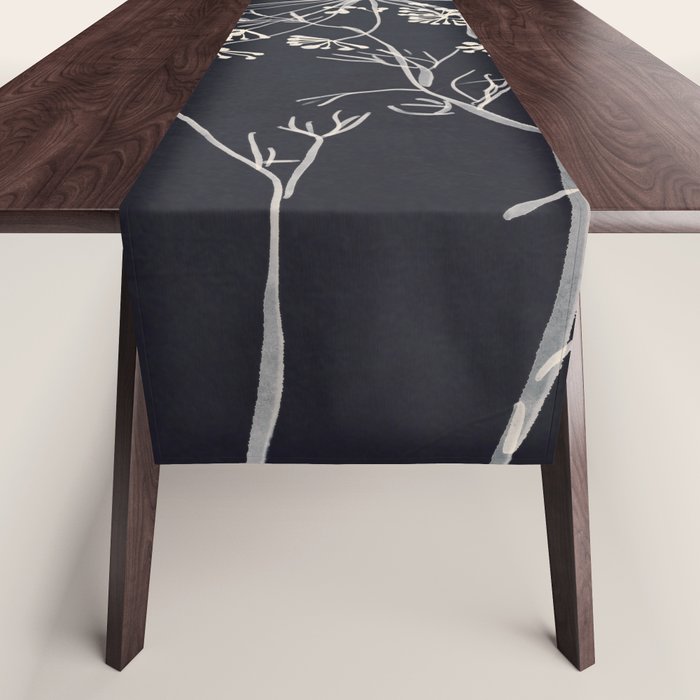 Minimalist Wild Plant 7 Black And White Table Runner Gallery Image 1