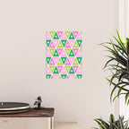 Mid-Century Modern Geometric Christmas Triangles - Green Pink White Poster Gallery Image 2