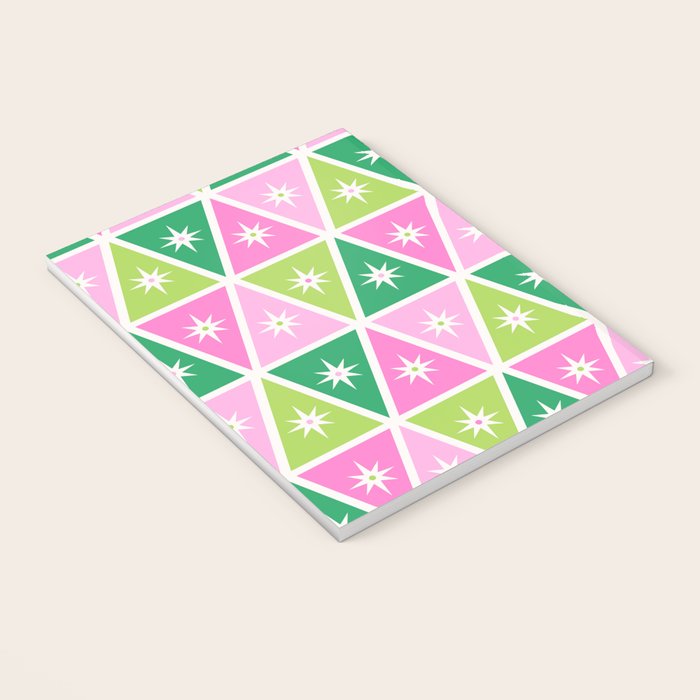 Mid-Century Modern Geometric Christmas Triangles - Green Pink White Notebook Gallery Image 3