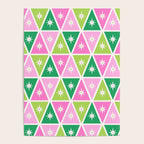 Mid-Century Modern Geometric Christmas Triangles - Green Pink White Poster Gallery Image 4