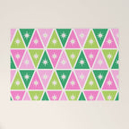 Mid-Century Modern Geometric Christmas Triangles - Green Pink White Welcome Mat Gallery Image 1
