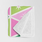 Mid-Century Modern Geometric Christmas Triangles - Green Pink White Throw Blanket Gallery Image 3