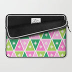Mid-Century Modern Geometric Christmas Triangles - Green Pink White Laptop Sleeve Gallery Image 2