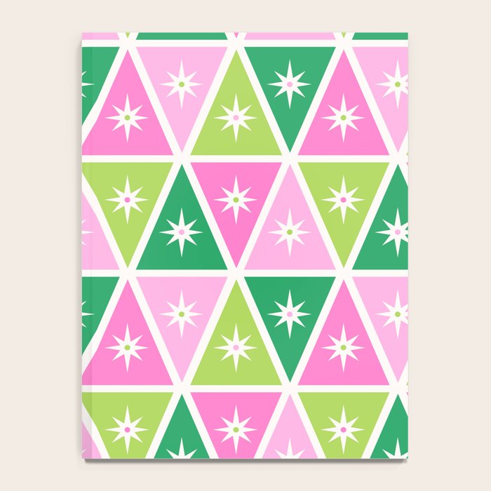 Mid-Century Modern Geometric Christmas Triangles - Green Pink White Notebook Gallery Image 4