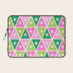 Mid-Century Modern Geometric Christmas Triangles - Green Pink White Laptop Sleeve Gallery Image 1