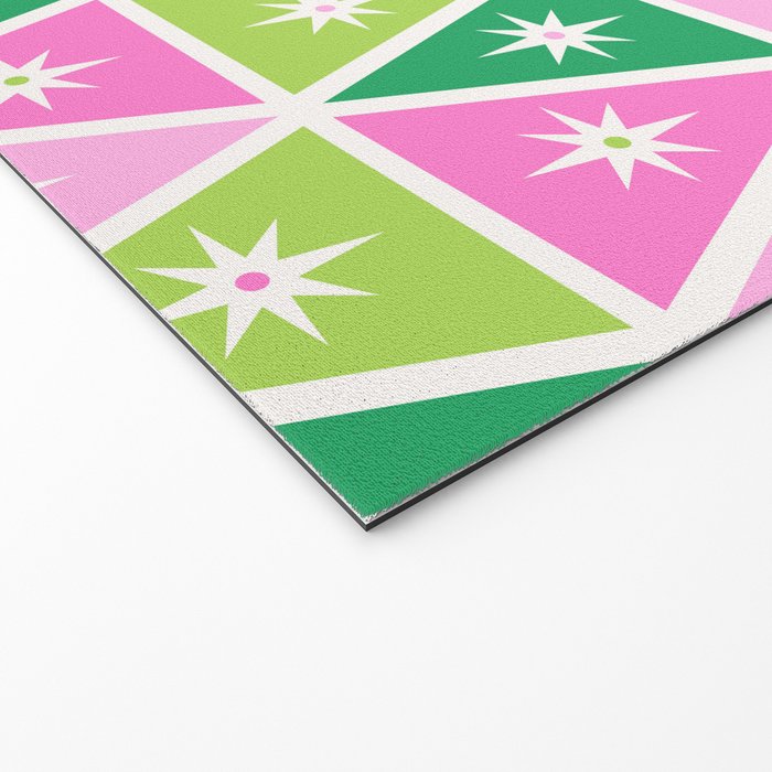 Mid-Century Modern Geometric Christmas Triangles - Green Pink White Welcome Mat Gallery Image 2