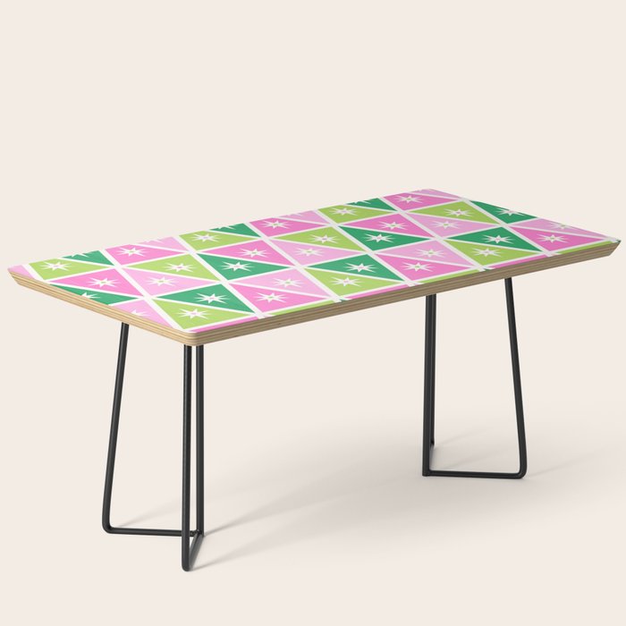 Mid-Century Modern Geometric Christmas Triangles - Green Pink White Coffee Table Gallery Image 1