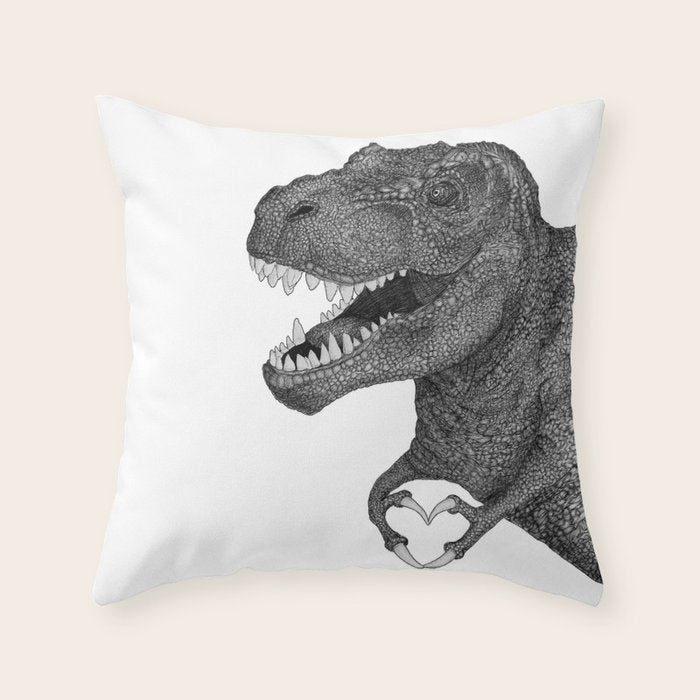 Dino Love Throw Pillow Gallery Image 1