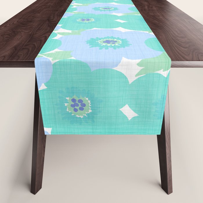 Bright Summer Floral Mid-Century Style Flower Pattern Table Runner Gallery Image 1