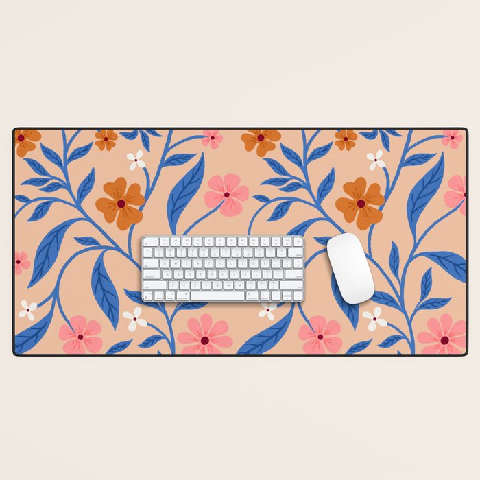 Garden Blooms and Blue Leaves Desk Mat Gallery Image 1