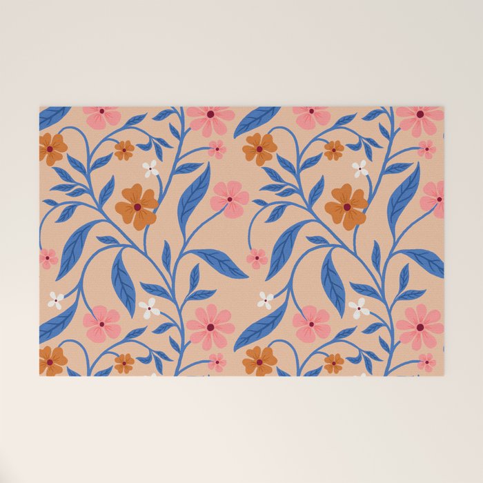 Garden Blooms and Blue Leaves Welcome Mat Gallery Image 1