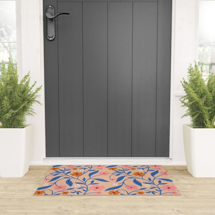 Garden Blooms and Blue Leaves Welcome Mat Gallery Image 3