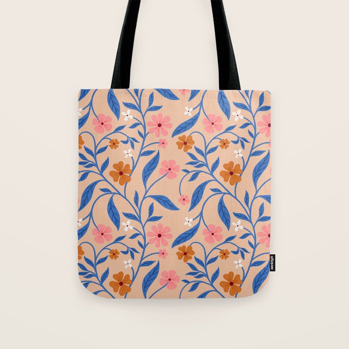 Garden Blooms and Blue Leaves Tote Bag Gallery Image 1