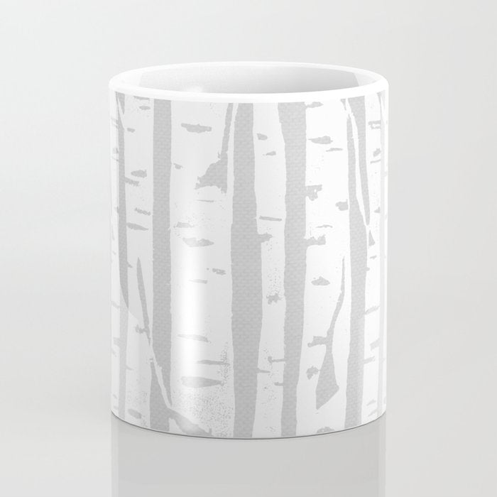 Woodcut Birches Grey Coffee Mug Gallery Image 4