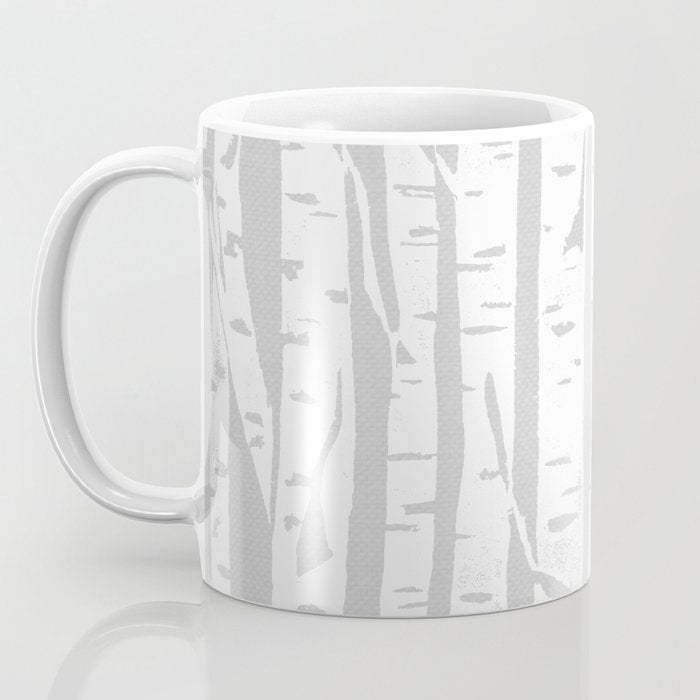 Woodcut Birches Grey Coffee Mug Gallery Image 3