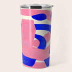 Blue Pink Fun Colorful Mid Century Modern Abstract Painting Shapes Pattern Travel Mug Gallery Image 1