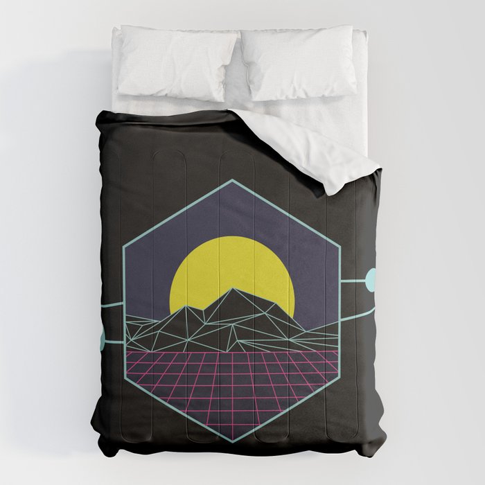 Outrun to the Sun / Spacewave / 80s Retro Comforter Gallery Image 6